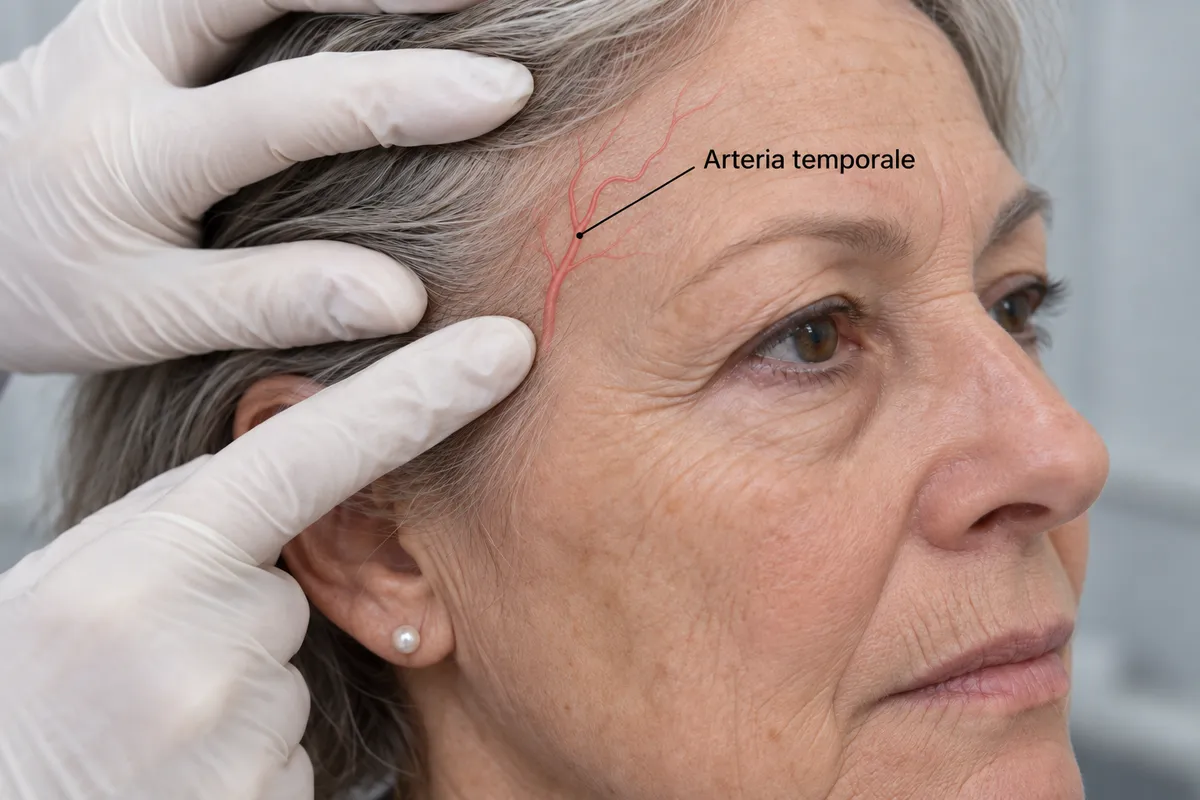 Illustrazione dell’arteria temporale nella regione della tempia