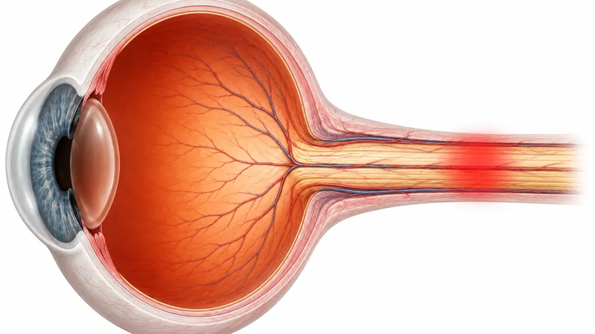 Rappresentazione del nervo ottico coinvolto nella neurite ottica