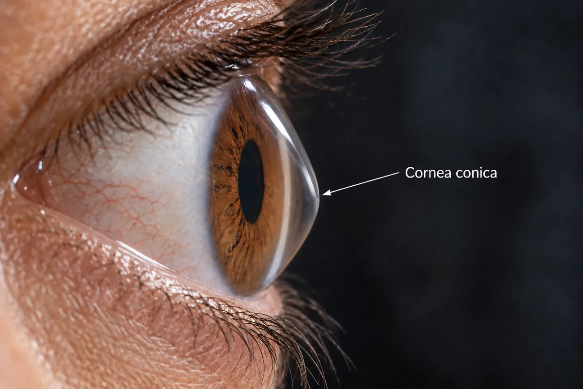 Illustrazione del cambiamento di forma della cornea nel cheratocono