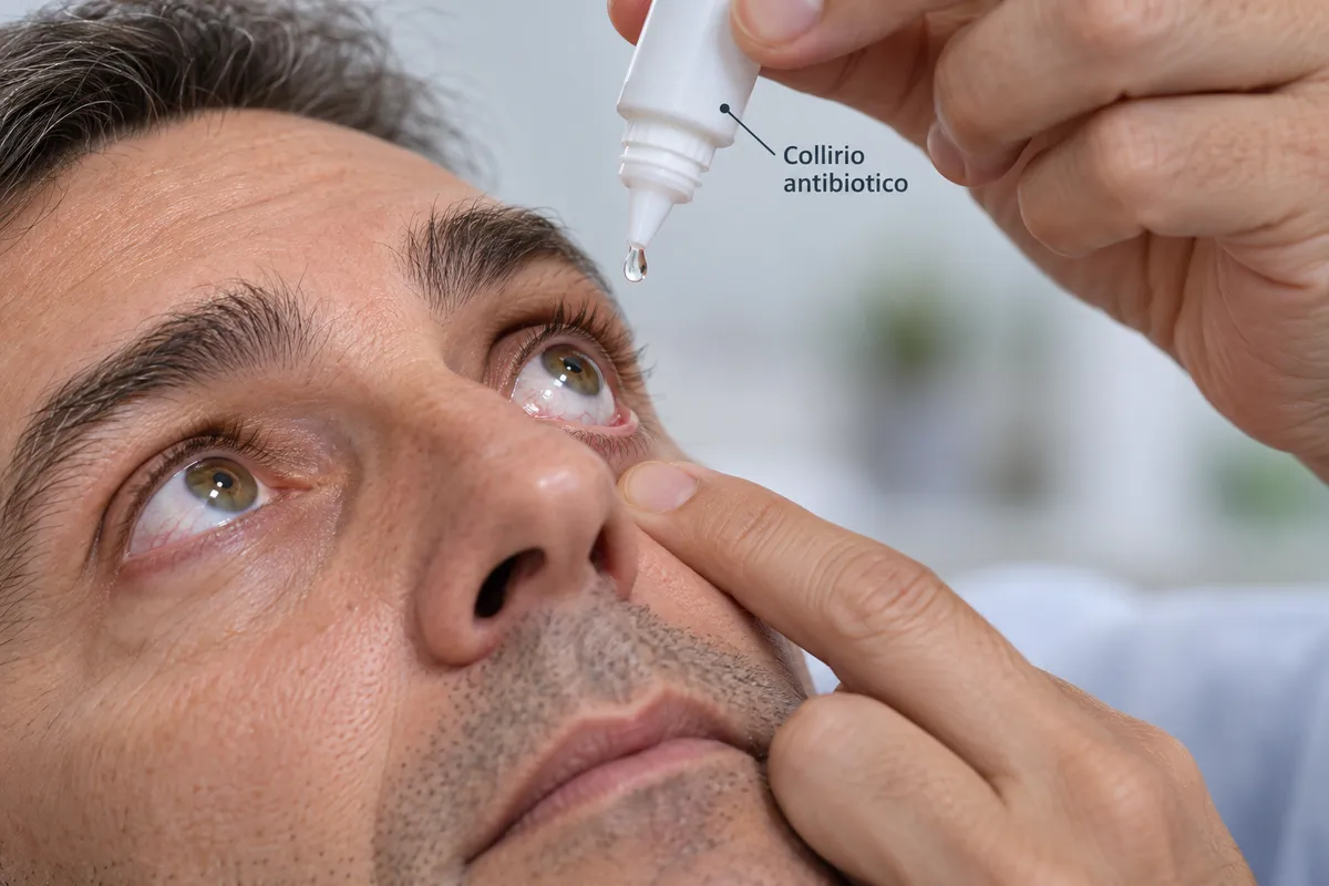 Illustrazione dei colliri antibiotici per uso oculare