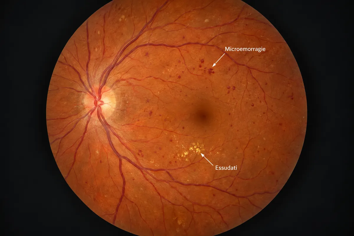 Illustrazione degli effetti del diabete sulla salute degli occhi