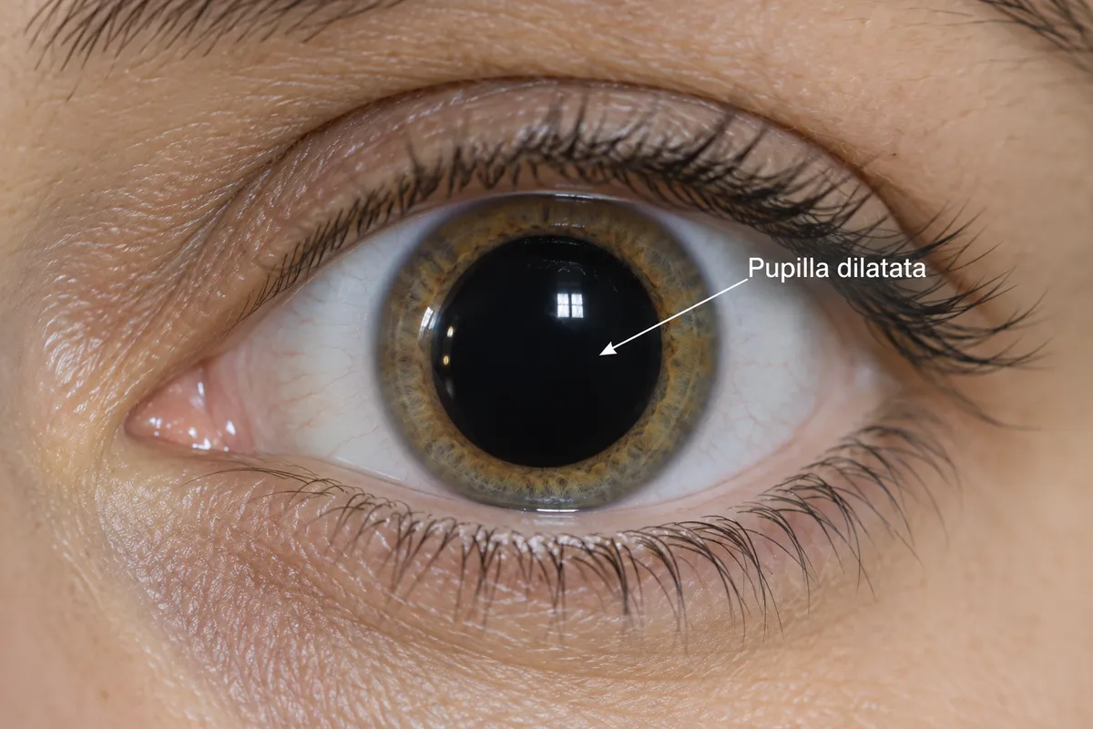 Illustrazione della dilatazione pupillare durante la visita oculistica